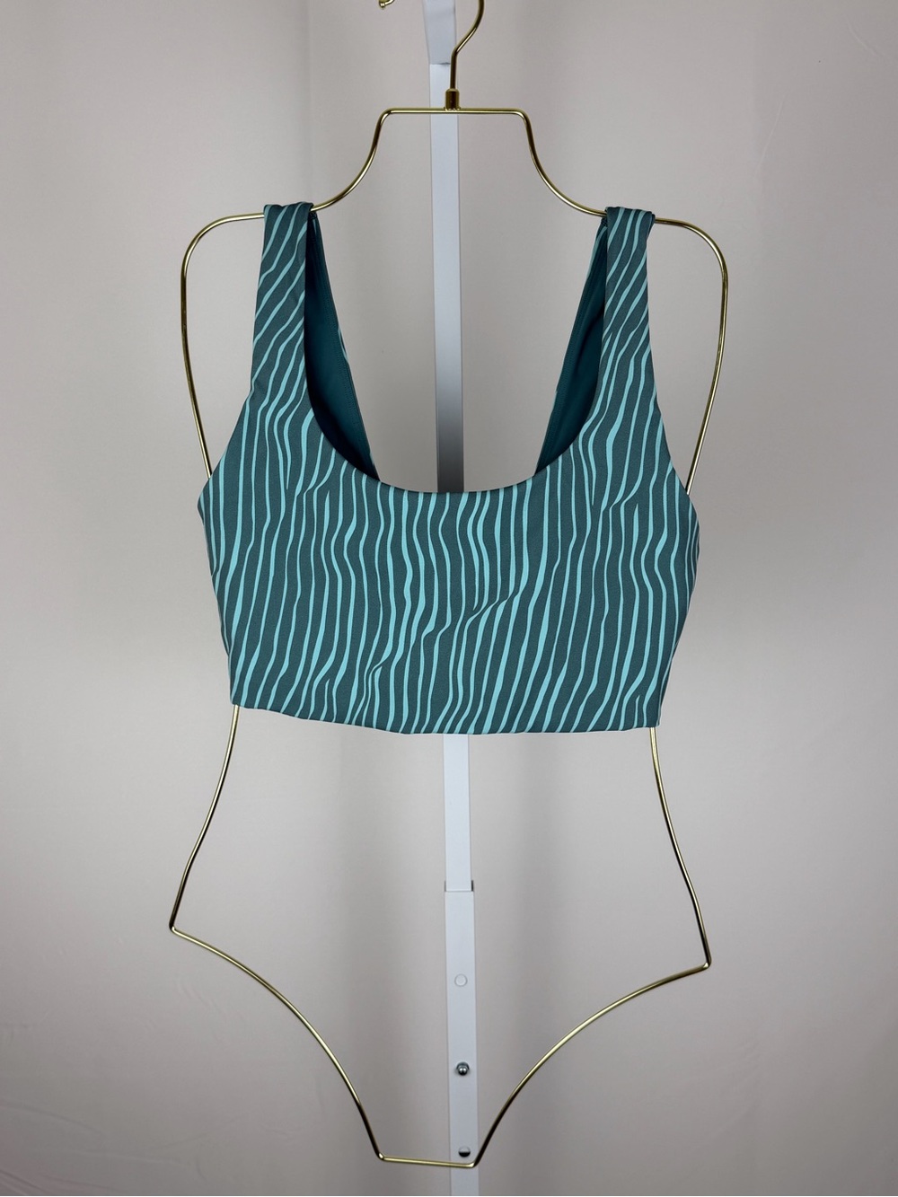 Spiritual Gangster Sports Bra S Teal Zebra Stripe Longline Yoga Pilates
